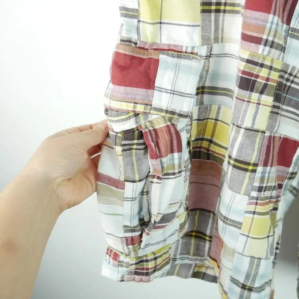 Old Navy‎ Cargo Shorts Men's 38 Madras Plaid Patchwork Preppy Y2K Baggy Skater